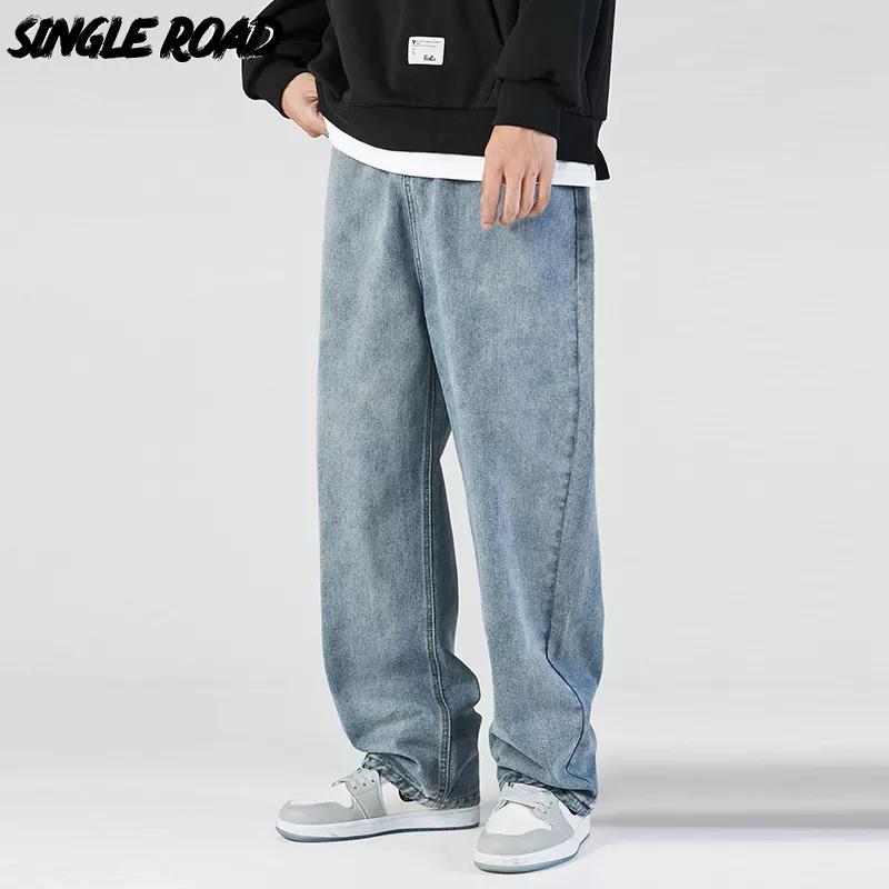 Mens Baggy Jeans Men Y2K Oversized Wide Leg Punk Denim Pants Streetwear Korean Fashion